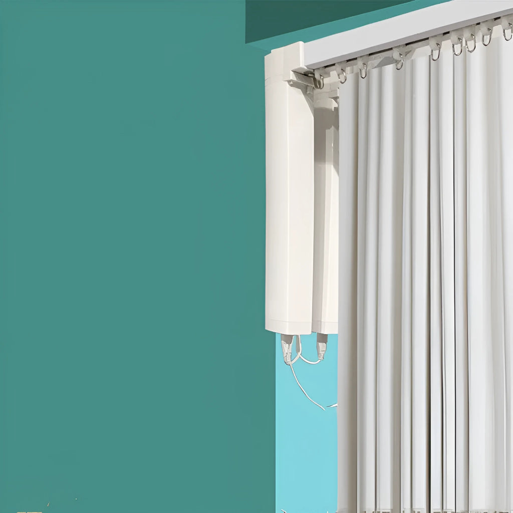 Smart curtain electric system with aluminium track, rechargeable lithium battery motor, and remote control for WiFi voice operation