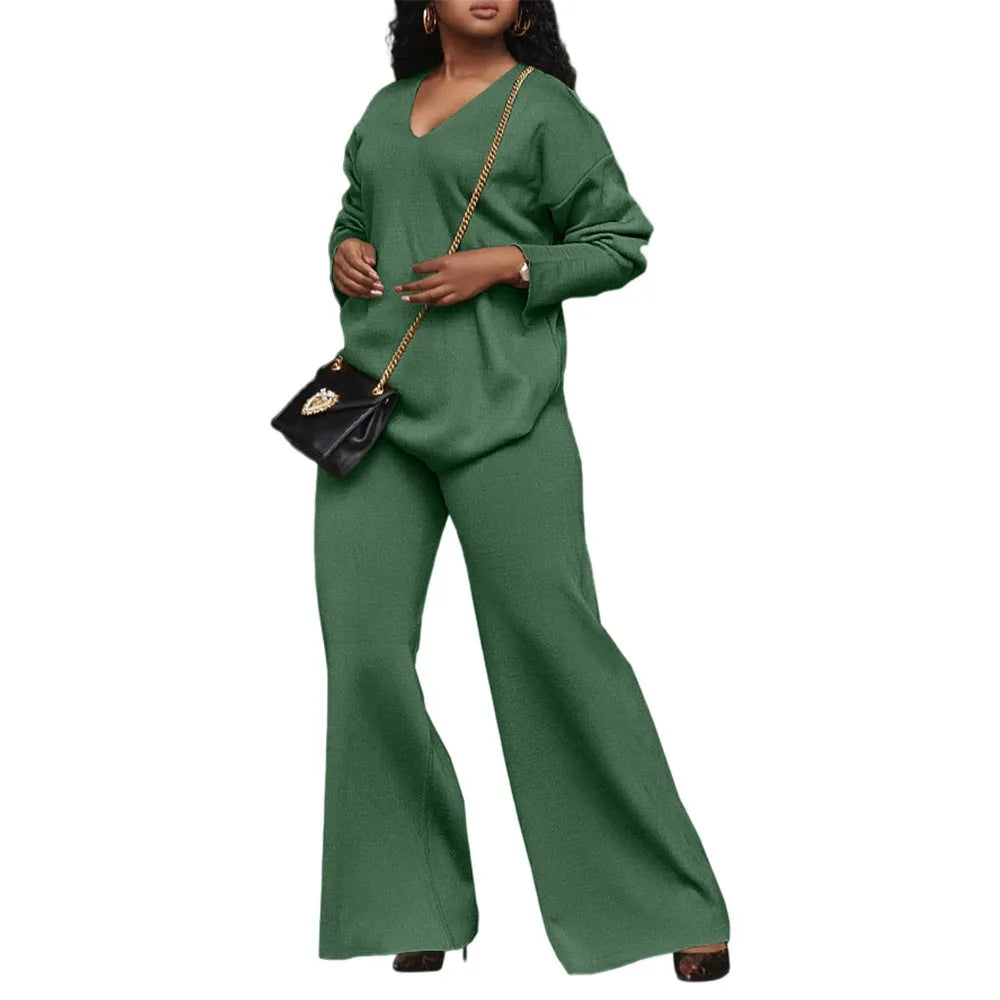 Women's brown suede velvet two-piece suit with split sleeves and matching trousers in Japanese casual style