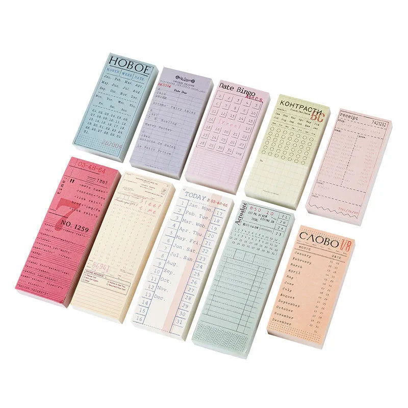 Creative Vintage Writable Pad City Notes notebook set with two sizes, 100 pages each, six cover colours, in OPP bag
