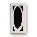 Handmade retro-style ceramic doorplate with a white enamel background and a raised black number 5, shown at 76mm by 152mm.