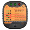 Black socket tester with LED indicators and UK EU US plug options for polarity ground line detection