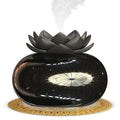 Pure black lotus aromatherapy humidifier with USB connection and ceramic construction