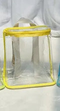 Children's PVC transparent bag 22.5x22x8.5cm beige colour with zip closure for snacks and toys outdoor use