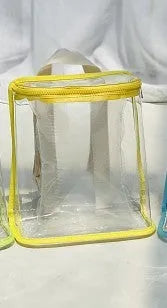 Children's PVC transparent bag 22.5x22x8.5cm beige colour with zip closure for snacks and toys outdoor use