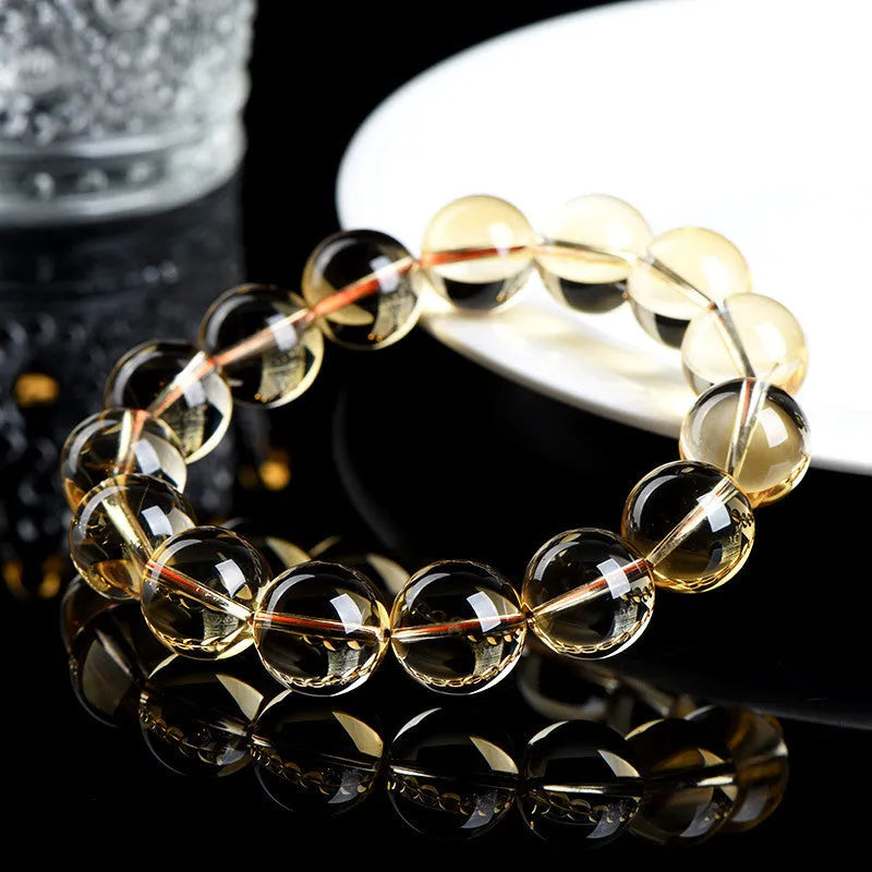 Natural citrine scattered beads ball bracelet showing 7A and 6A grade options with multiple bead sizes