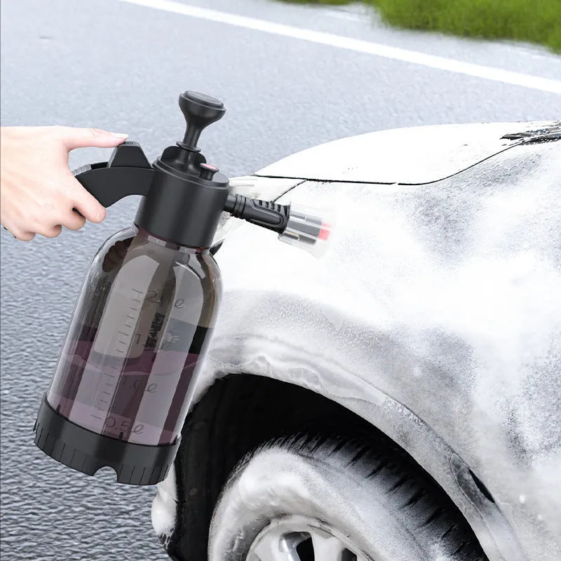 Black 2L hand-held spray sprayer with switch lock and two nozzles for car washing and garden watering