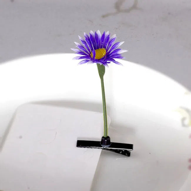 Plastic grass bean sprout hairpin with cute flower barrettes for children, handmade floral hair accessory