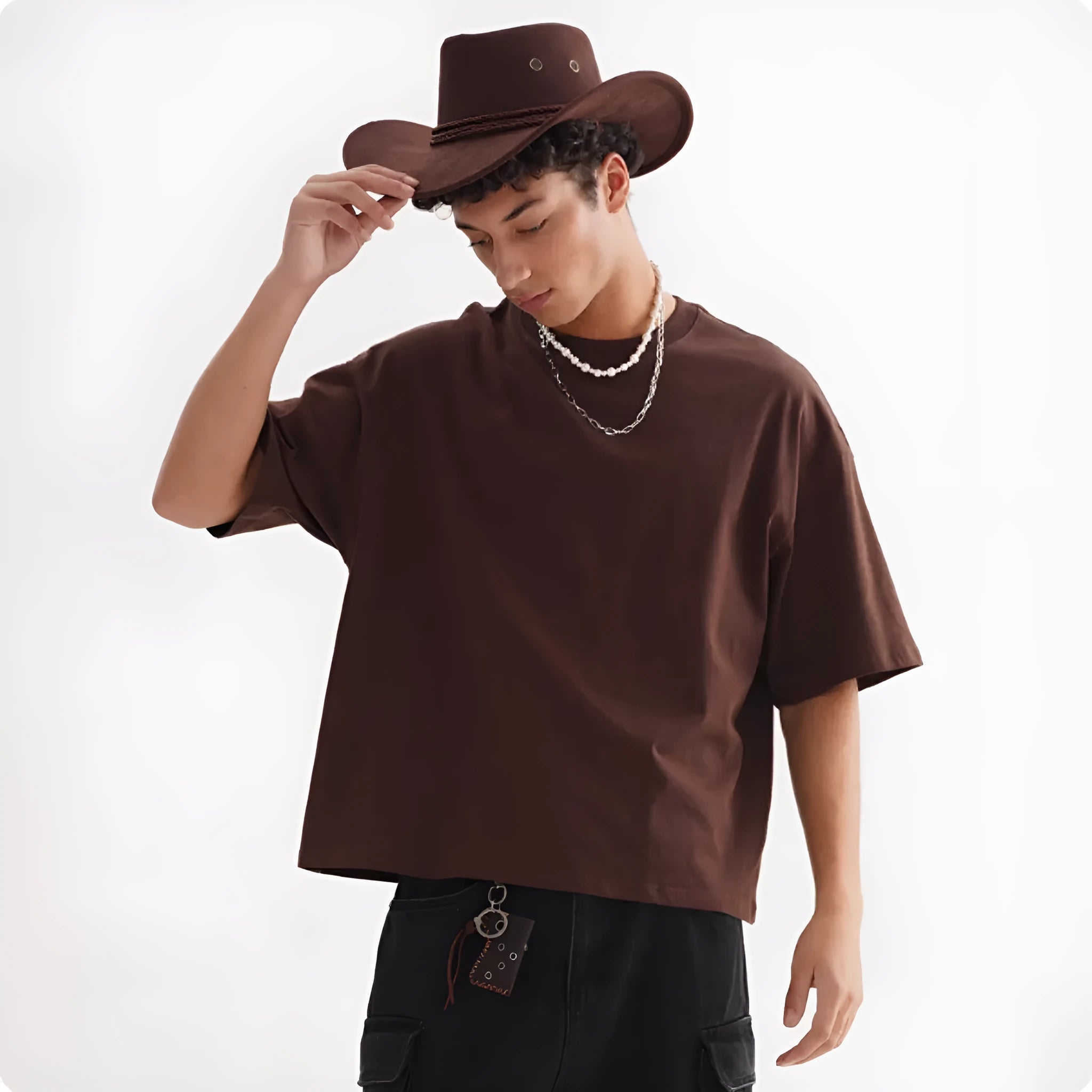 Pure cotton loose fit t-shirt in apricot colour with short sleeves
