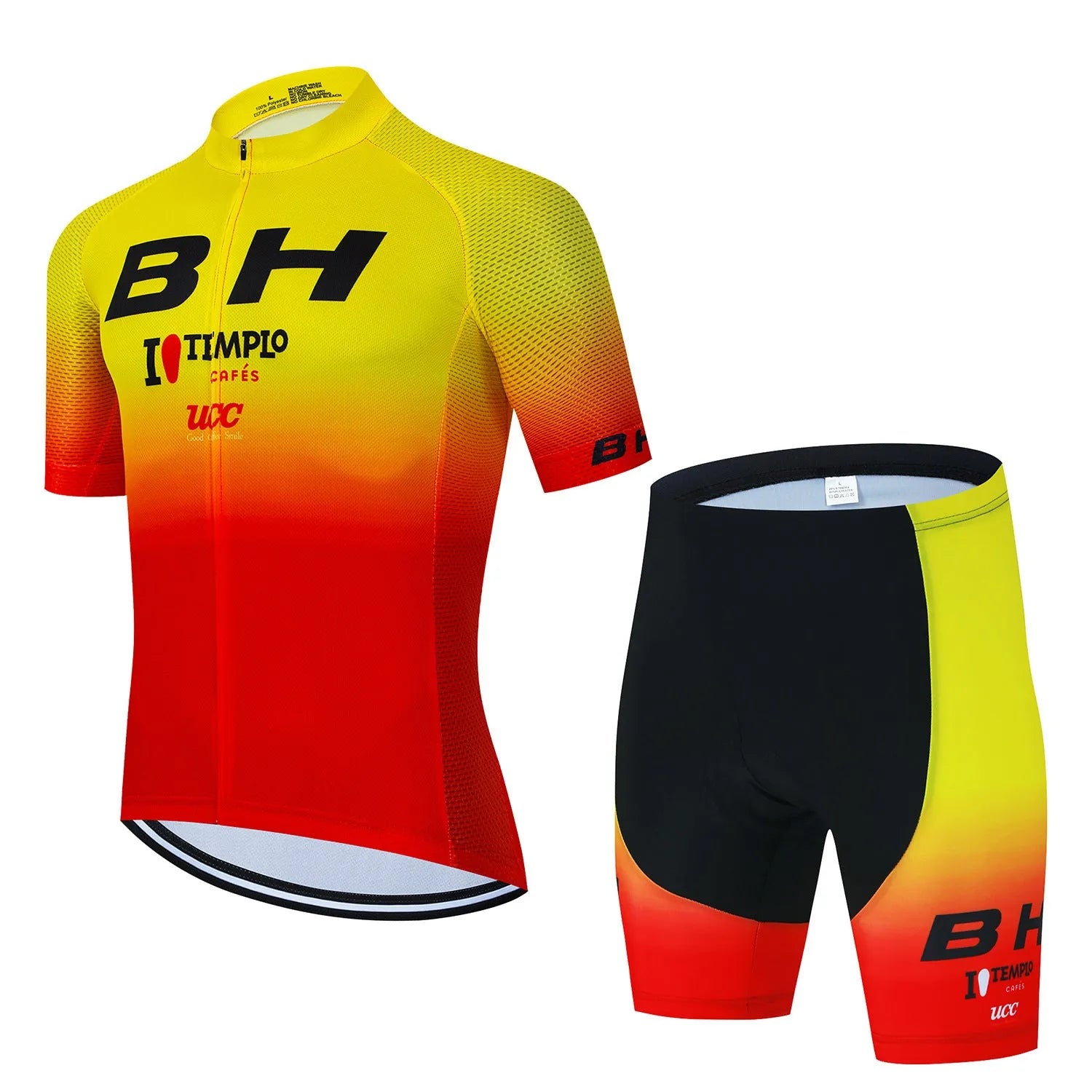 BH men's short sleeve riding sweatshirt suit in quick-dry mesh fabric with top and jumpsuit set for cycling and outdoor sports