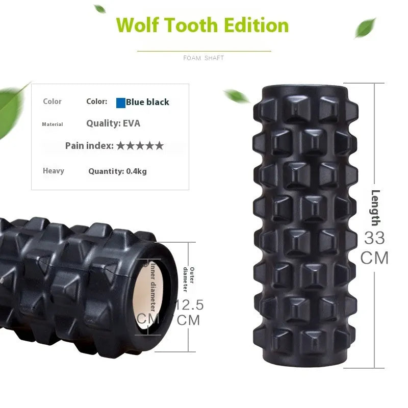 Black six-piece foam roller massage bar set with 33cm shaft for fitness and health massage