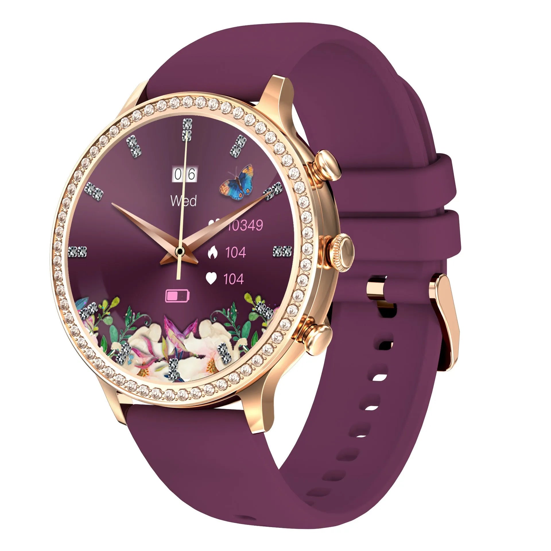 Women's bluetooth smart silicone watch with aluminium alloy case and gold shell powder colour