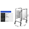 Stainless steel six-layer baking tray rack for 40x60cm sheets in a commercial kitchen.