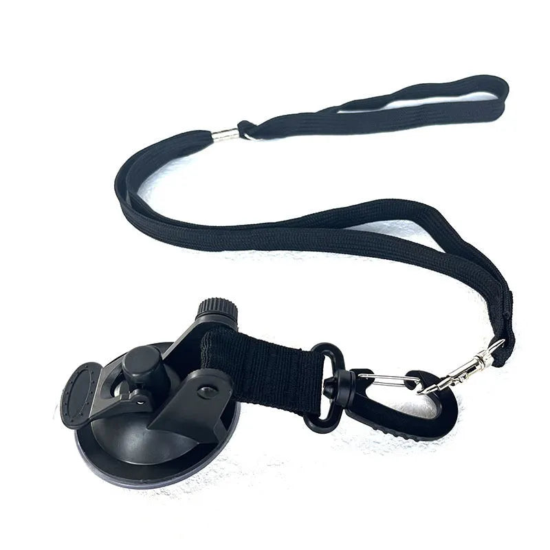 Set of four pet bathing suction cup handcuffs in black colour with traction ropes