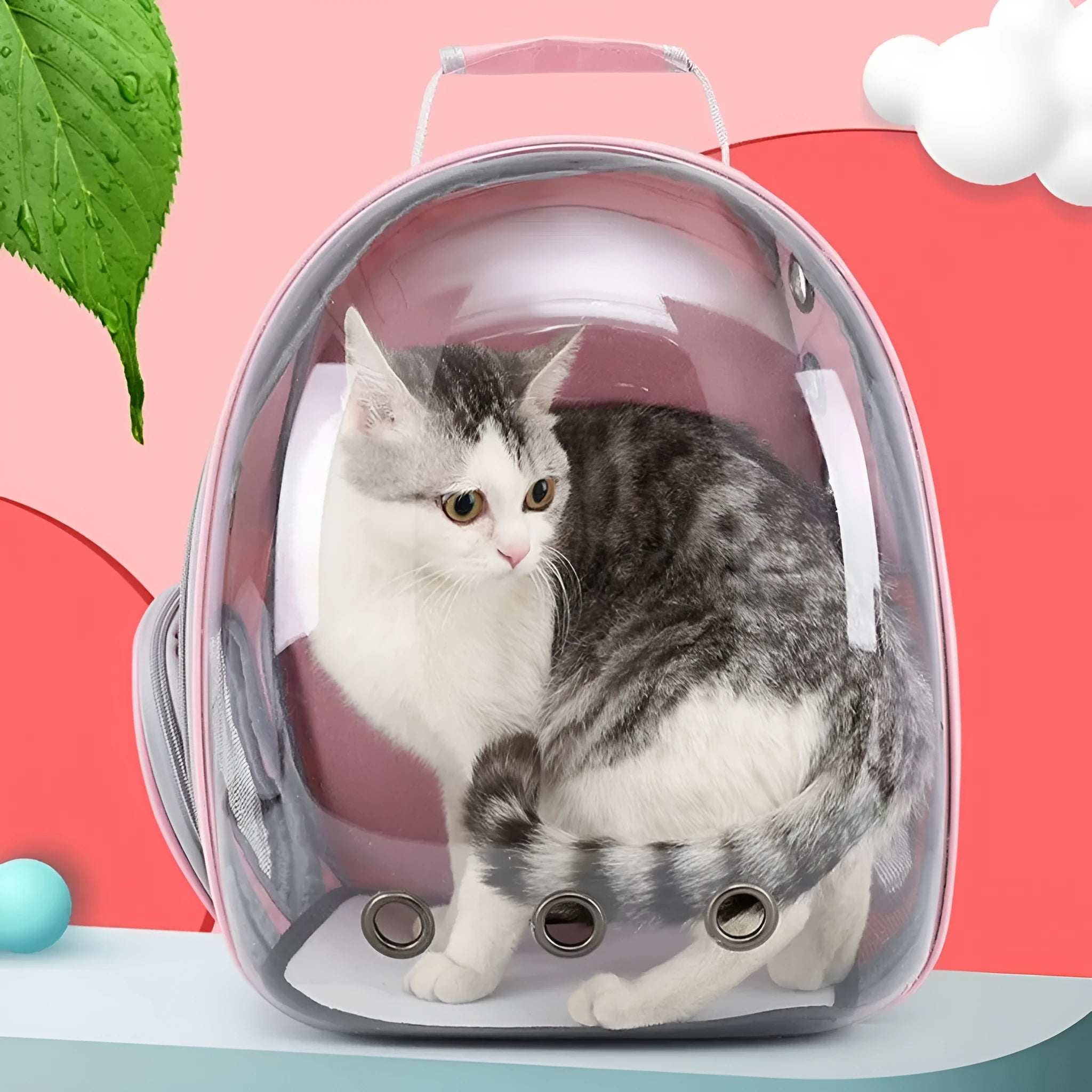 Grey PC hard-sided pet carrier bag with side-opening door, medium size for cats.