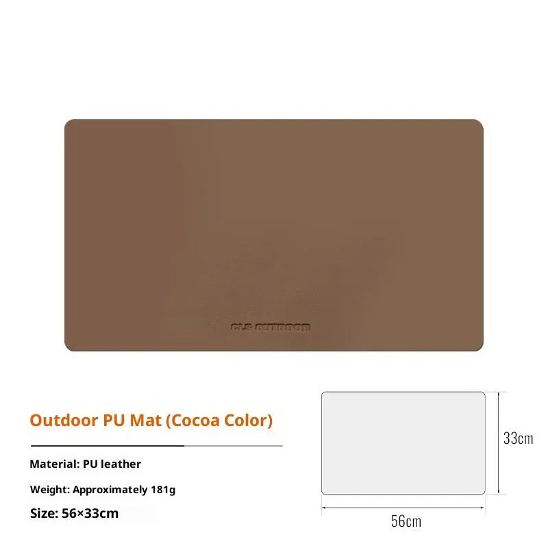 Waterproof PU table mat in beige, large size 56x33cm, with flocked backing, on a dining table