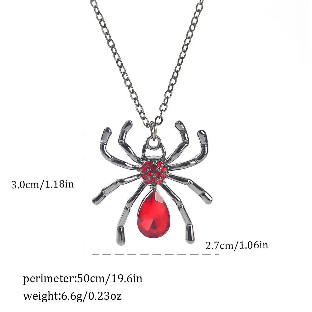 Dark Halloween necklace with spider bat pendant in zinc alloy with electroplated finish