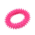 Blue spiked circle ring dog chew toy made from TPR for dental cleaning and bite training.