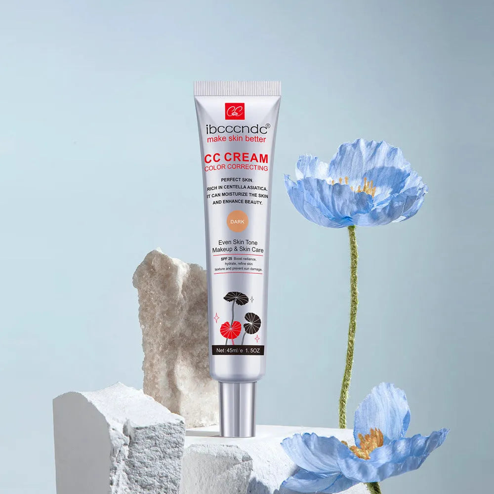 Erborian CC Cream tube in dark and light shade options for colour correcting makeup.
