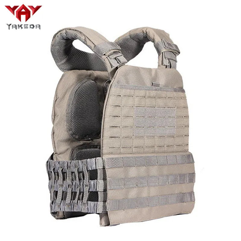 Tactical training outdoor combat vest in military green with adjustable waist straps and 600D polyester construction