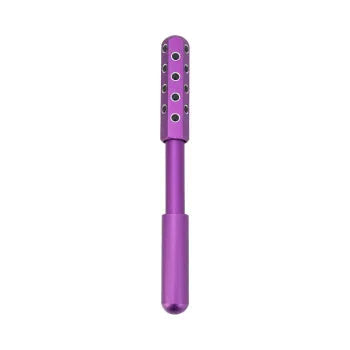 Purple germanium particles facial massage roller with 24 beads for eye area contouring