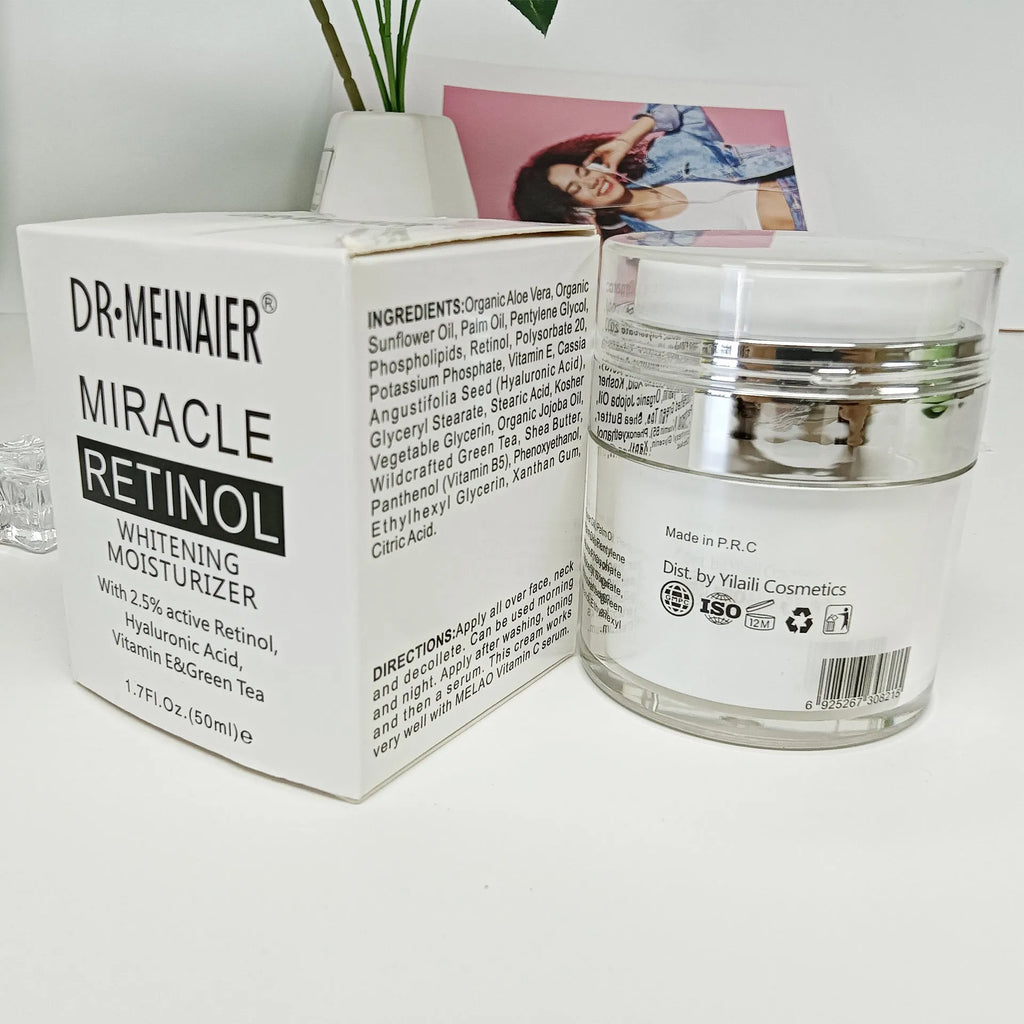 50ml retinol moisturising cream jar, shrinks pores and restores skin care product