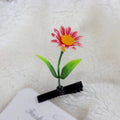 Plastic grass bean sprout hairpin with cute flower barrettes for children, handmade floral hair accessory