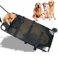 Large black foldable aluminium pet stretcher for emergency dog transport with collapsed frame
