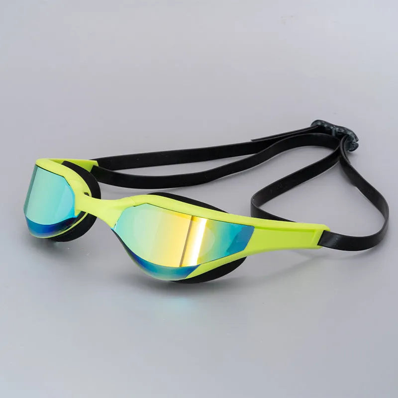 Racing HD anti-fog waterproof swimming glasses with silicone rubber and polycarbonate PC construction