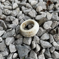 Chinese style geometric resin ring with irregular wide band design in brown and white colour options