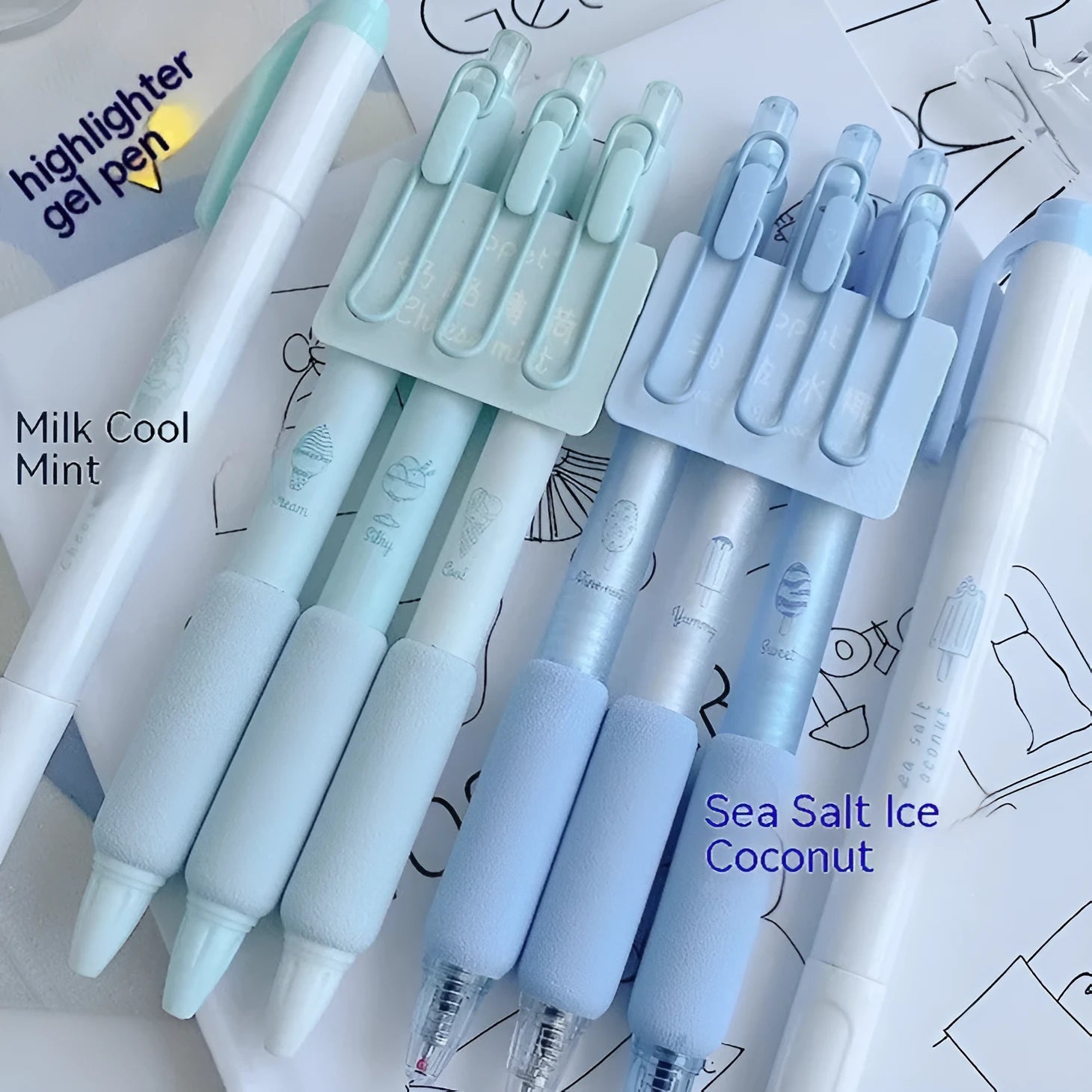 Office ice cream sponge press pen with double-headed fluorescent tips for student calligraphy practice