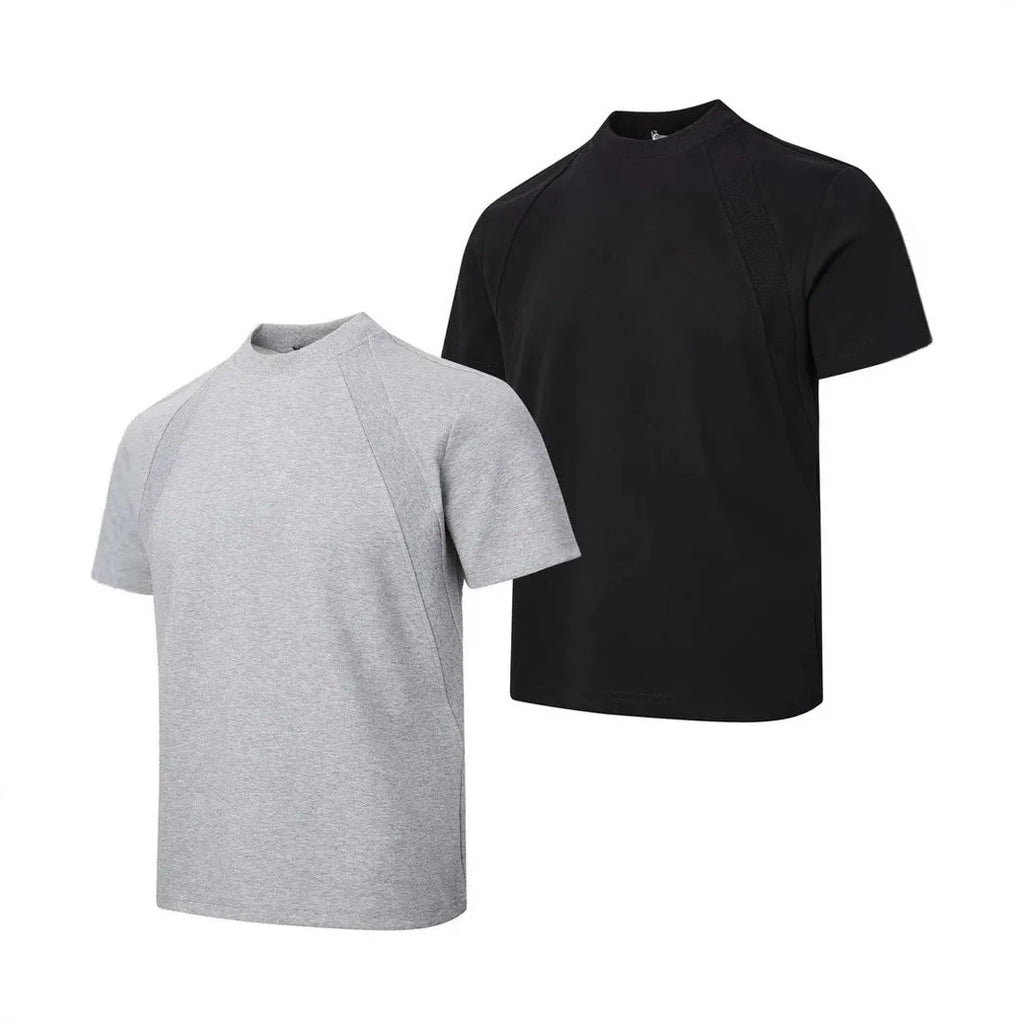 Loose fit short sleeve top with air layer stitching in polyester fabric
