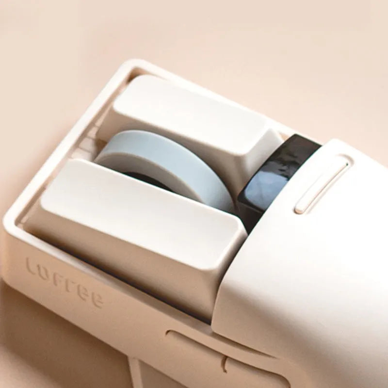 Xiaoqiao Three Mode Wireless Mouse in tofu colour showing seven buttons and four-way scroll wheel