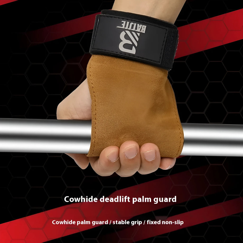 Brown fitness wrist protector pair with grip strength bands for horizontal bar training