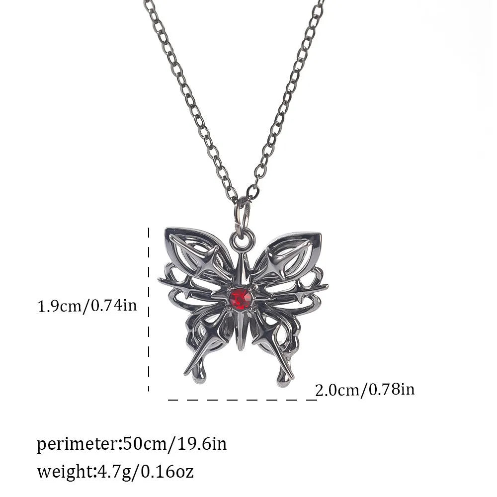 Dark Halloween necklace with spider bat pendant in zinc alloy with electroplated finish