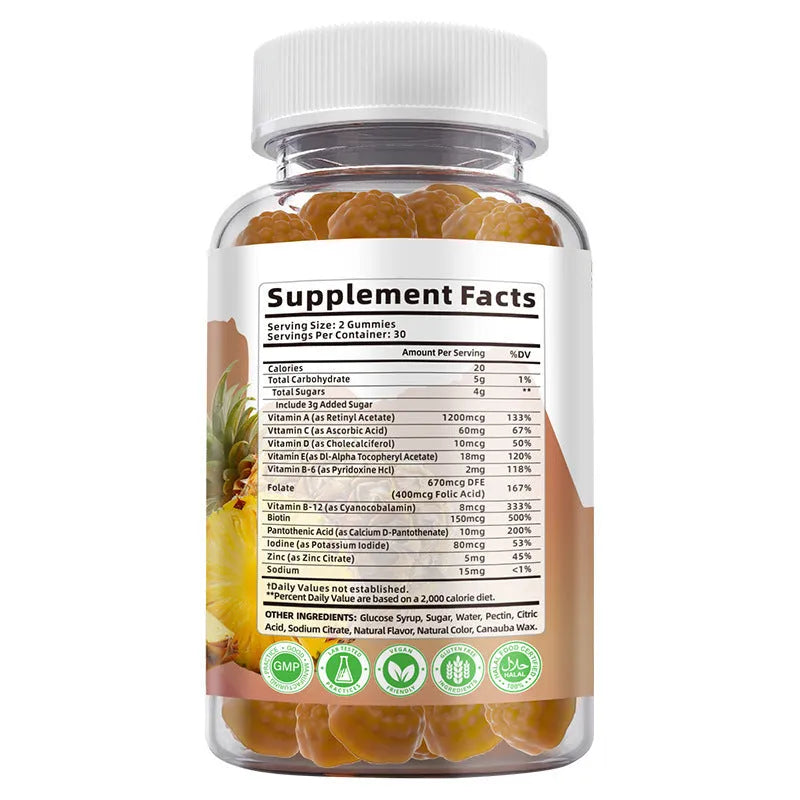 Multivitamin soft candy 60 tablets pineapple flavour in a bottle