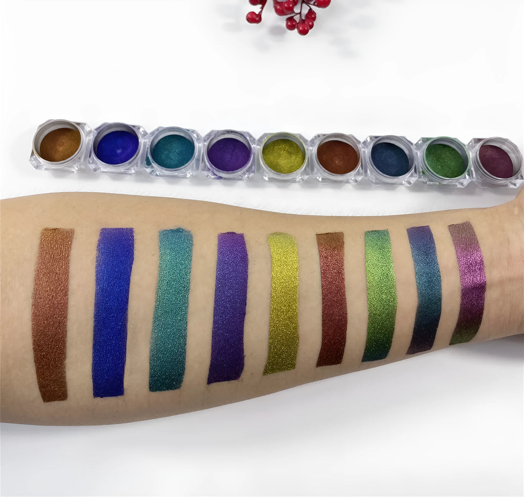 Chameleon pigment cosmetic nail art pearl powder set with multiple colour options for pearlescent finish
