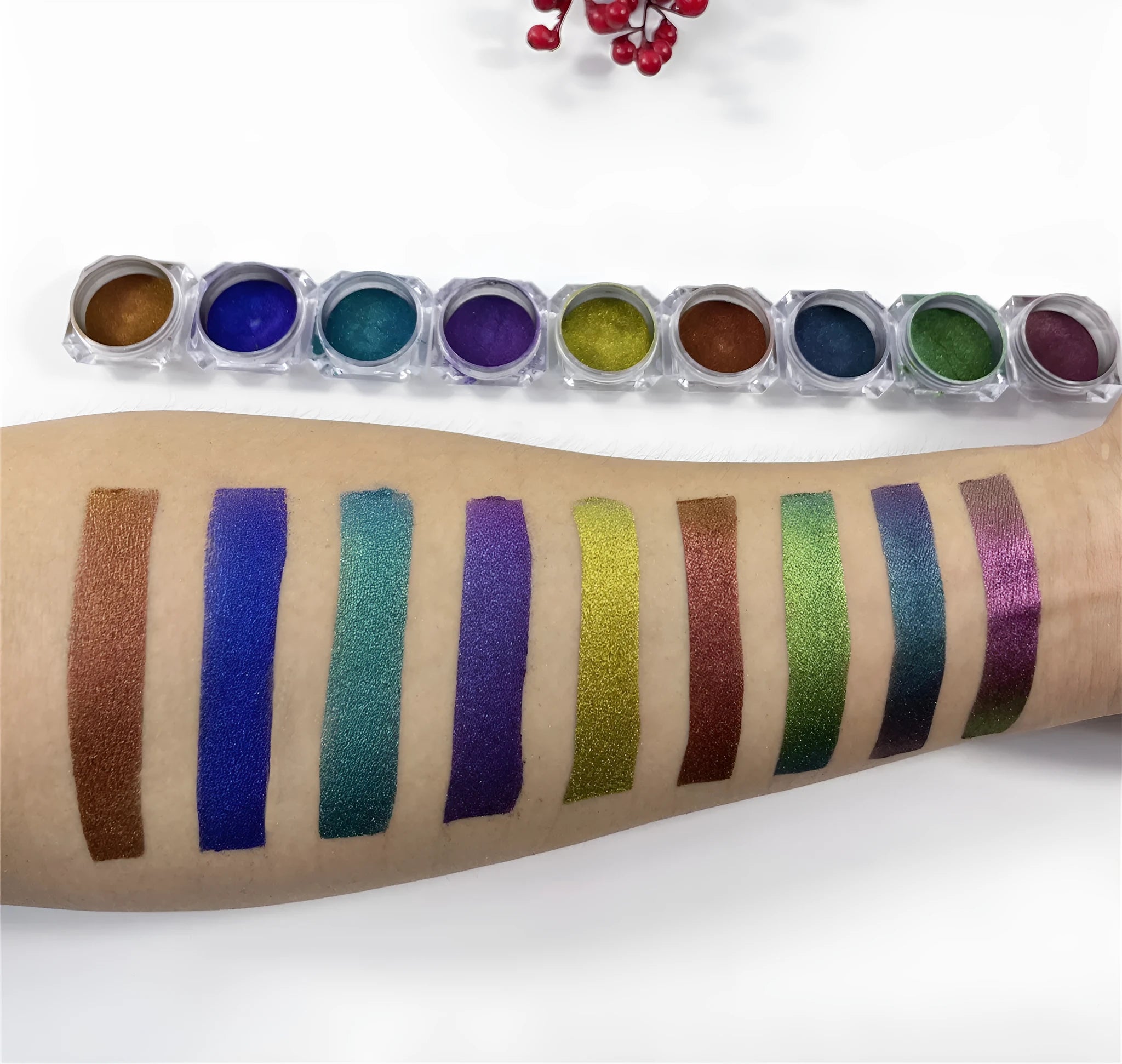 Chameleon pigment cosmetic nail art pearl powder set with multiple colour options for pearlescent finish
