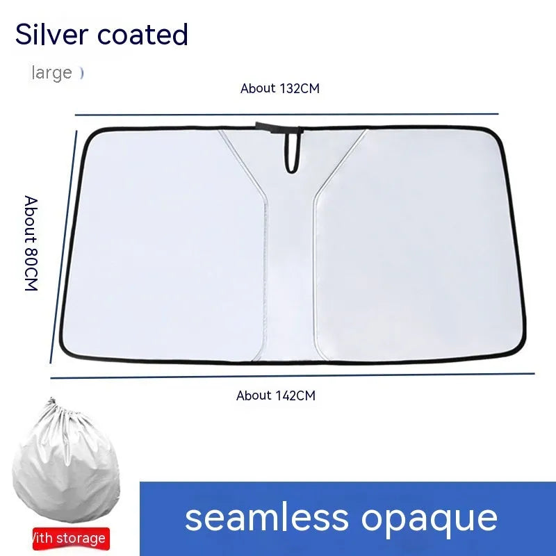 Double ring front shield car sun shade with NC fabric and titanium silver glue coating
