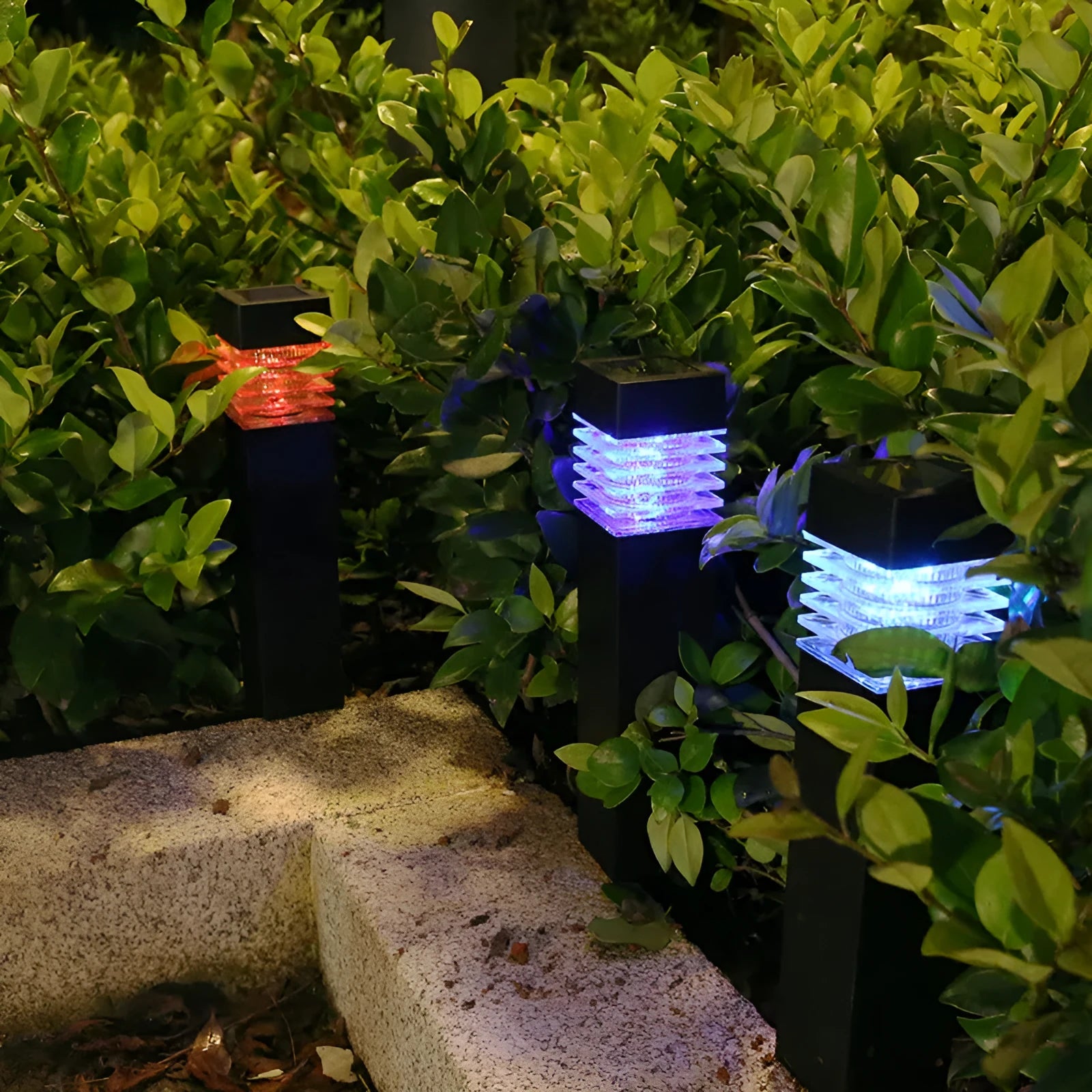 Solar-powered lawn ground lamp with cuboid design for outdoor garden lighting