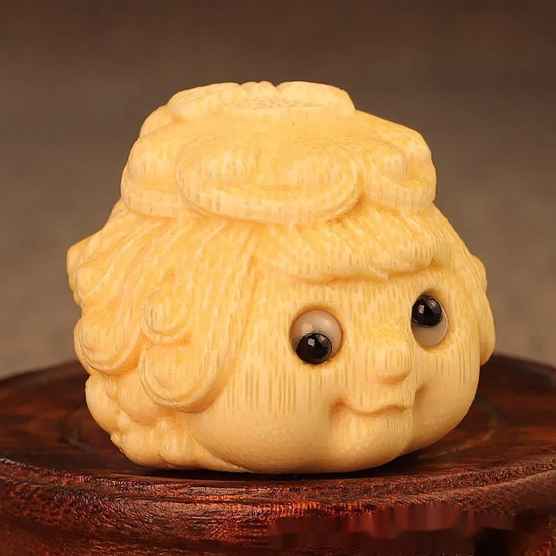 Solid bamboo golden toad princess ornament with cute style design for household display