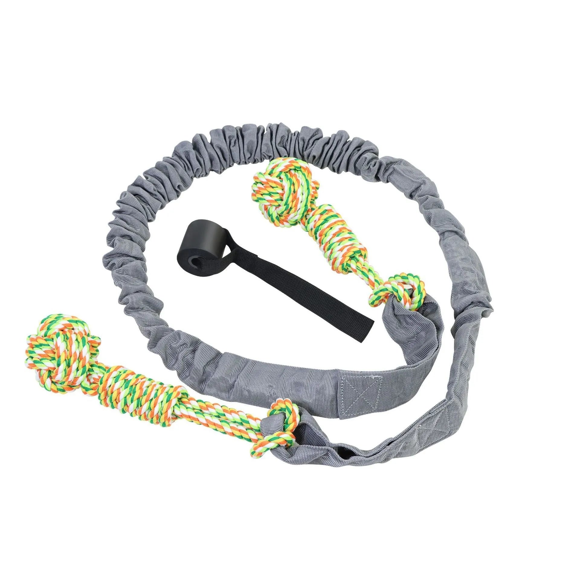 Braided cotton rope dog toy for tug of war and chewing, shown in red colour