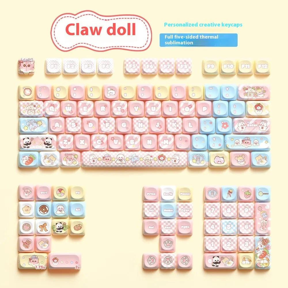 Clip doll anime design mechanical keyboard keycap set with colourful sublimation printing on PBT plastic
