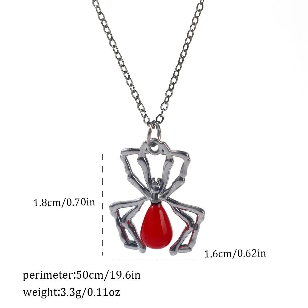 Dark Halloween necklace with spider bat pendant in zinc alloy with electroplated finish