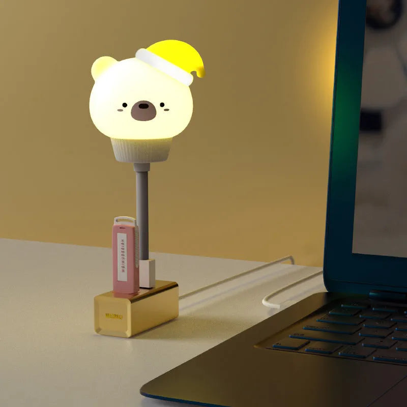 USB portable LED animal night light with remote control in cartoon bear design