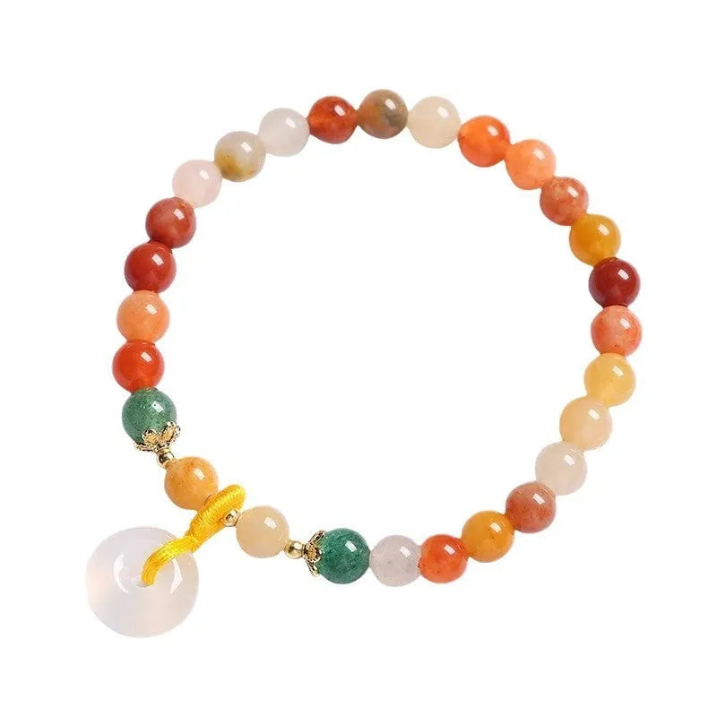 Handmade natural agate and jade bracelet with safety buckle closure