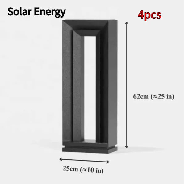 A modern geometric stainless steel acrylic outdoor garden lamp, 62cm tall, for solar or powered use.