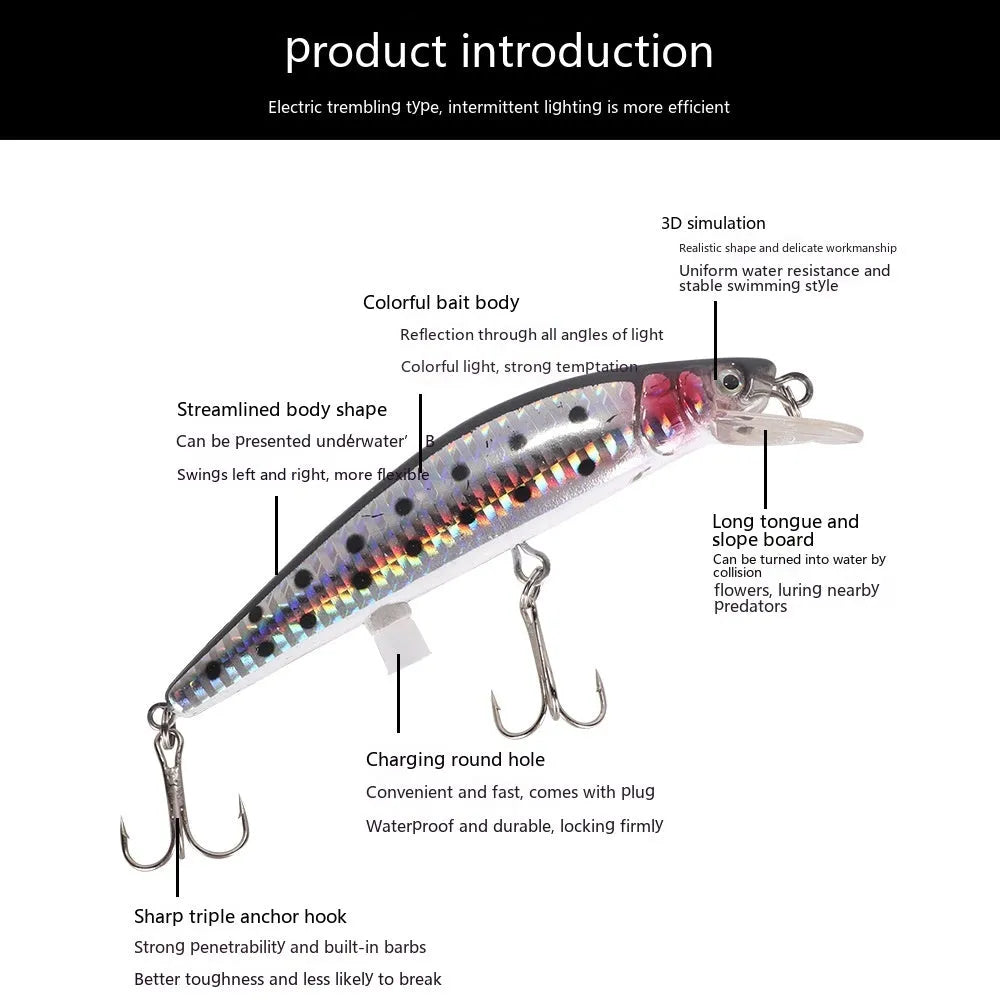 Floating mino electric USB bait lamp with colourful luminous simulation design