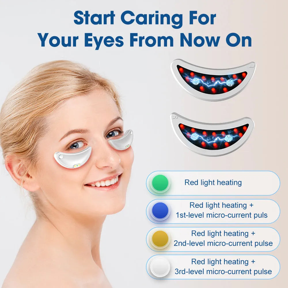 White wireless handheld red light eye beautification device with EMS massage function