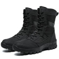 Men's black and camouflage mesh high-top sports boots showing totem detailing and Martin boot design