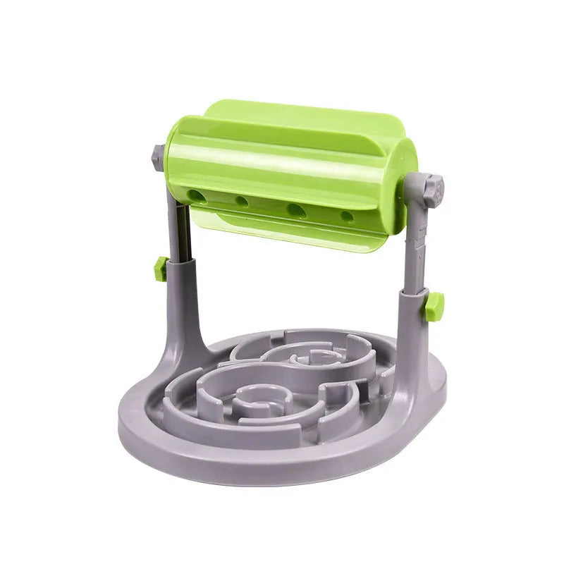 Interactive pet puzzle slow feeder bowl with adjustable height in blue green pink colours